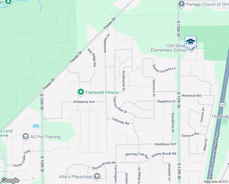 map of restaurants, bars, coffee shops, grocery stores, and more near 6970 Cypress Bay Drive in Kalamazoo