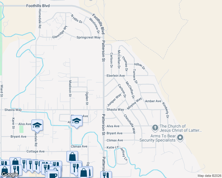 map of restaurants, bars, coffee shops, grocery stores, and more near 6267 Sage Way in Klamath Falls