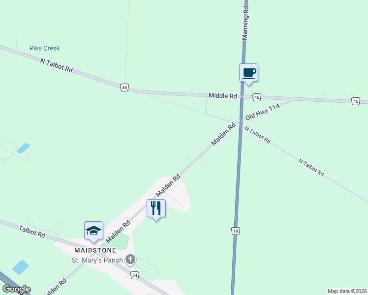 map of restaurants, bars, coffee shops, grocery stores, and more near 5911 Malden Road in Tecumseh