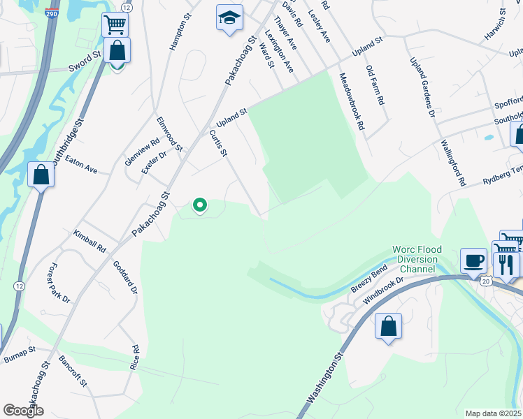 map of restaurants, bars, coffee shops, grocery stores, and more near 31 Curtis Street in Auburn