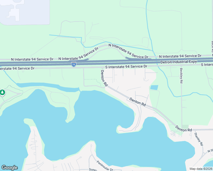 map of restaurants, bars, coffee shops, grocery stores, and more near 49071 Denton Road in Van Buren Charter Township