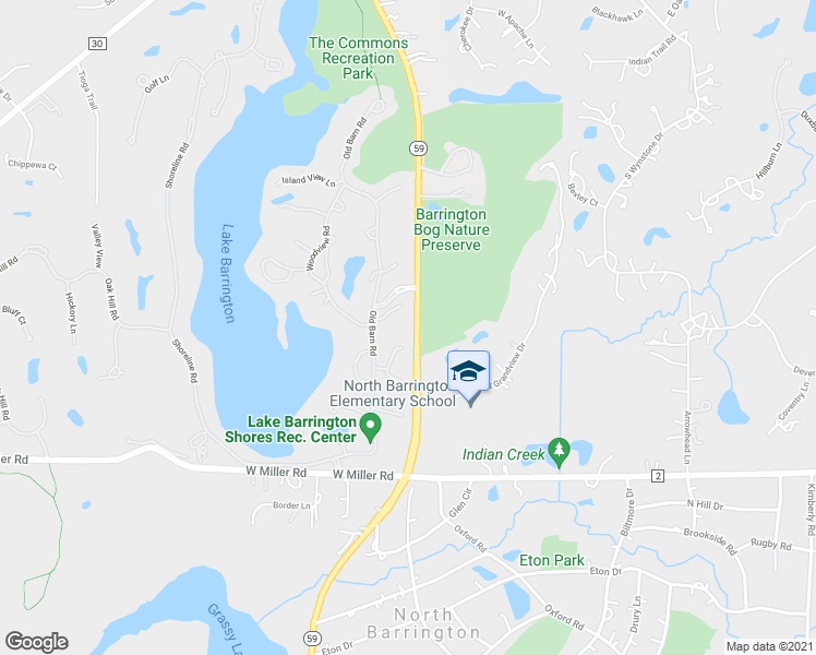 map of restaurants, bars, coffee shops, grocery stores, and more near 80 Cedar Ridge in Barrington