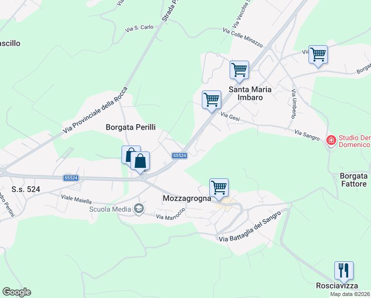 map of restaurants, bars, coffee shops, grocery stores, and more near 43 Via Nazionale per Lanciano in Chieti