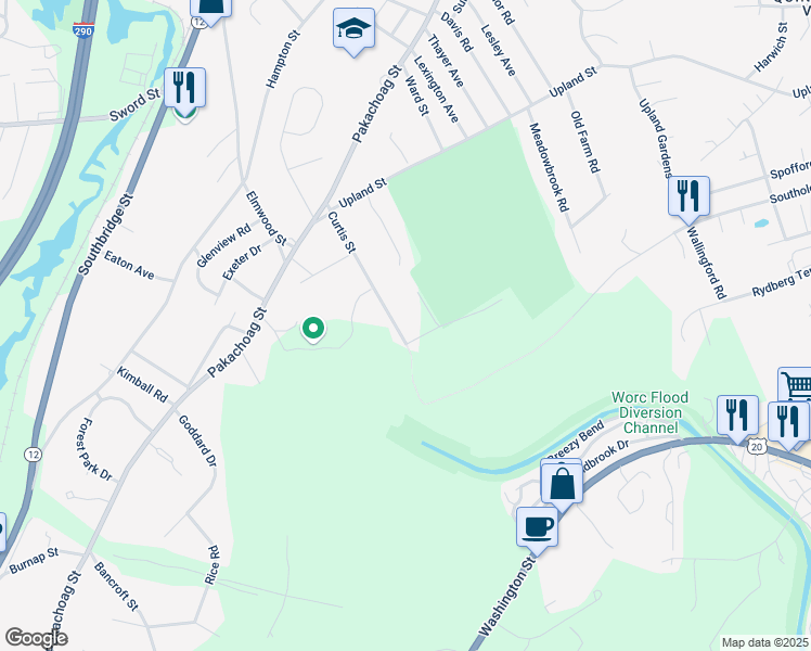 map of restaurants, bars, coffee shops, grocery stores, and more near 31 Curtis Street in Auburn