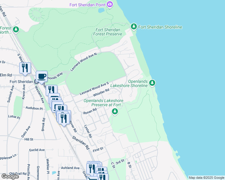 map of restaurants, bars, coffee shops, grocery stores, and more near 156 Whistler Road in Highland Park