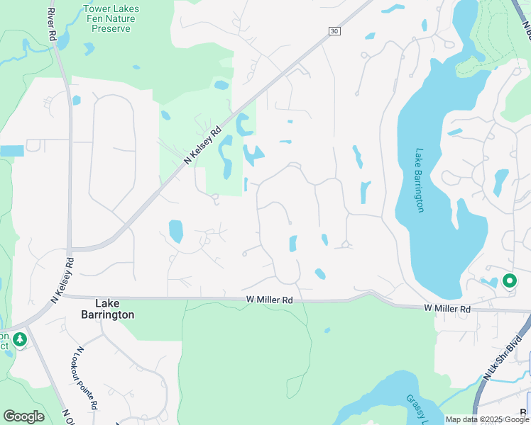 map of restaurants, bars, coffee shops, grocery stores, and more near 1257 Oak Hill Road in Lake Barrington