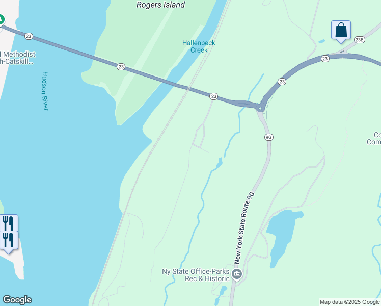 map of restaurants, bars, coffee shops, grocery stores, and more near 45 Brown Drive in Hudson