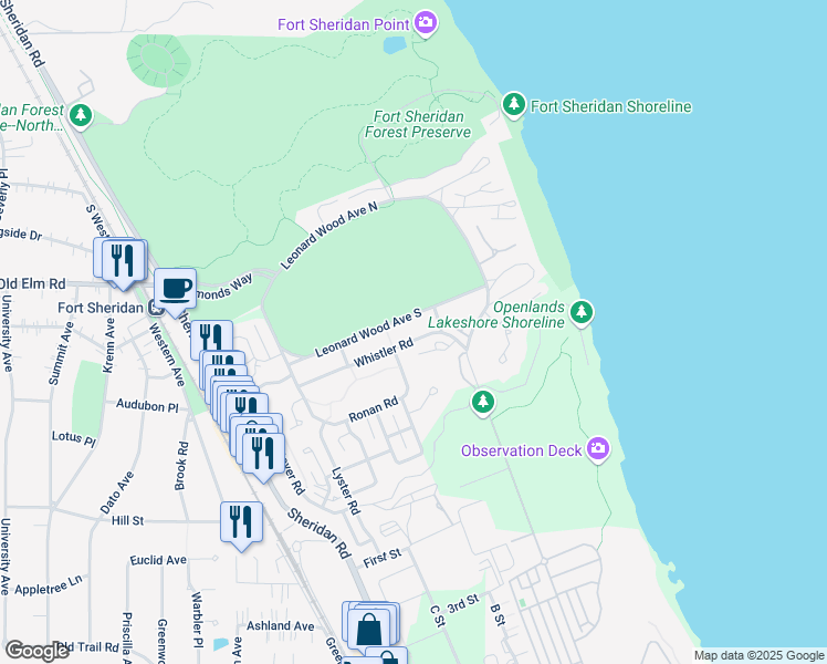 map of restaurants, bars, coffee shops, grocery stores, and more near 214 Whistler Road in Highland Park