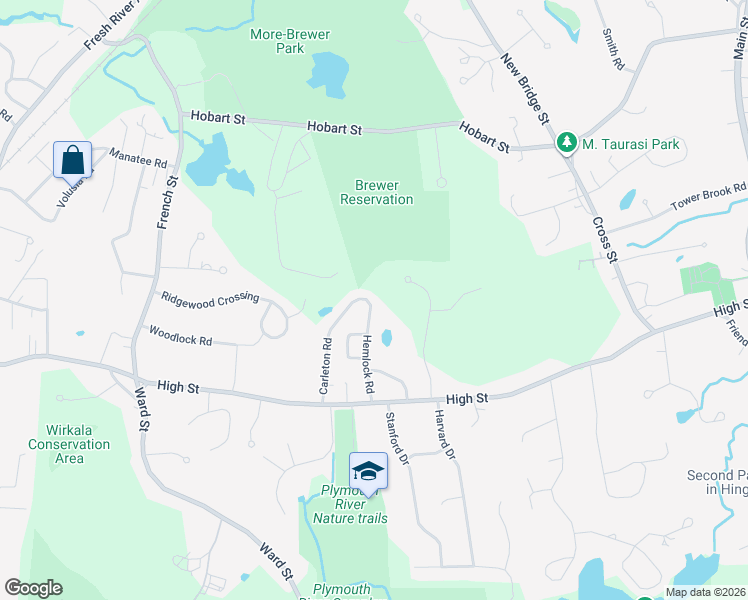 map of restaurants, bars, coffee shops, grocery stores, and more near 31 Hemlock Road in Hingham