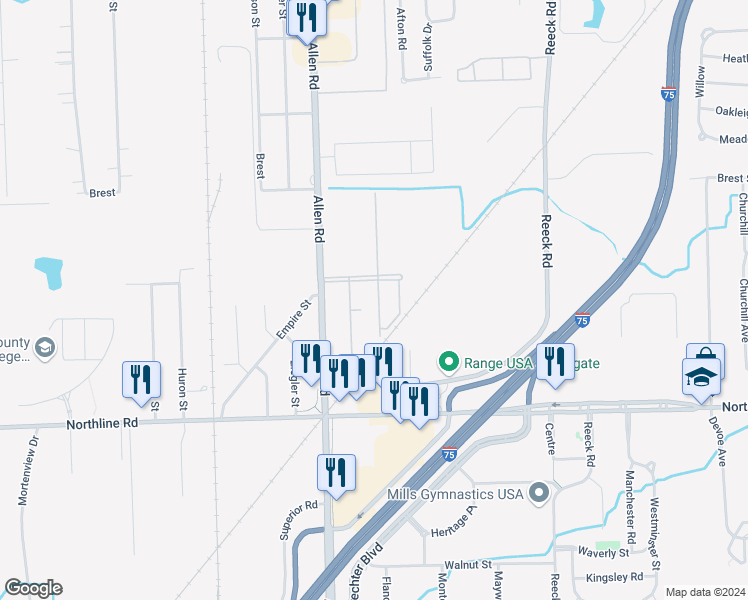 map of restaurants, bars, coffee shops, grocery stores, and more near 12504 2nd Avenue South in Southgate