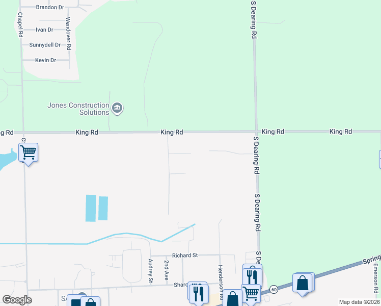 map of restaurants, bars, coffee shops, grocery stores, and more near 7258 Sydney Court in Spring Arbor