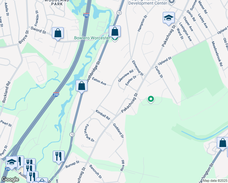 map of restaurants, bars, coffee shops, grocery stores, and more near 221 Hampton Street in Auburn