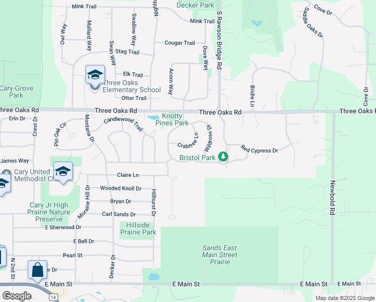 map of restaurants, bars, coffee shops, grocery stores, and more near 865 Crabtree Lane in Cary