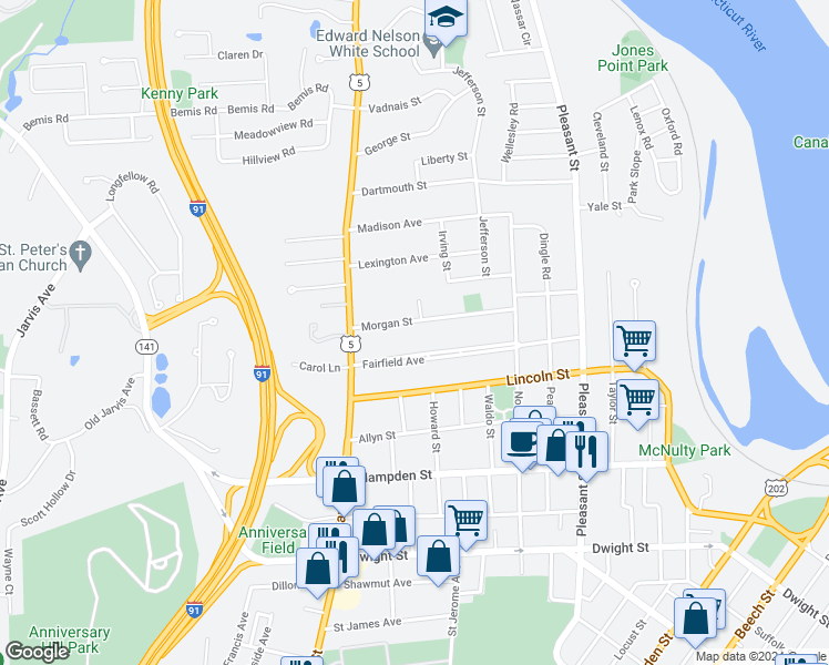 map of restaurants, bars, coffee shops, grocery stores, and more near in Holyoke