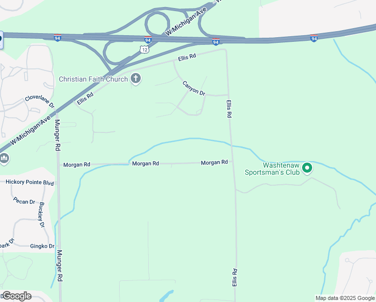 map of restaurants, bars, coffee shops, grocery stores, and more near 5523 Morgan Road in Ypsilanti