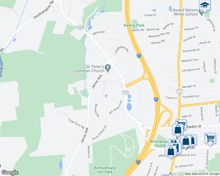 map of restaurants, bars, coffee shops, grocery stores, and more near 20 Easthampton Road in Holyoke
