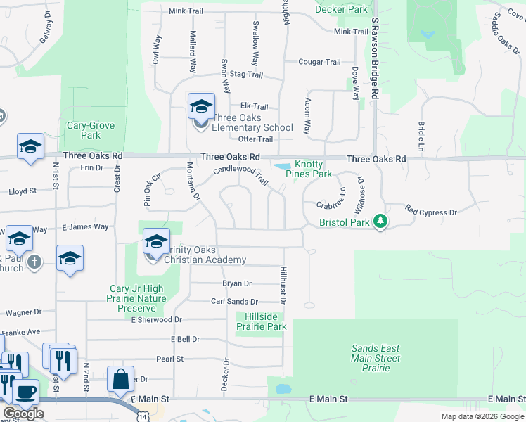 map of restaurants, bars, coffee shops, grocery stores, and more near 822 Brentwood Drive in Cary