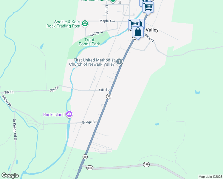 map of restaurants, bars, coffee shops, grocery stores, and more near South Main Street & Silk Street in Newark Valley