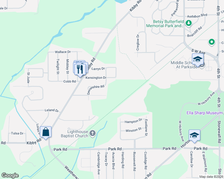 map of restaurants, bars, coffee shops, grocery stores, and more near 1507 Devonshire Road in Jackson