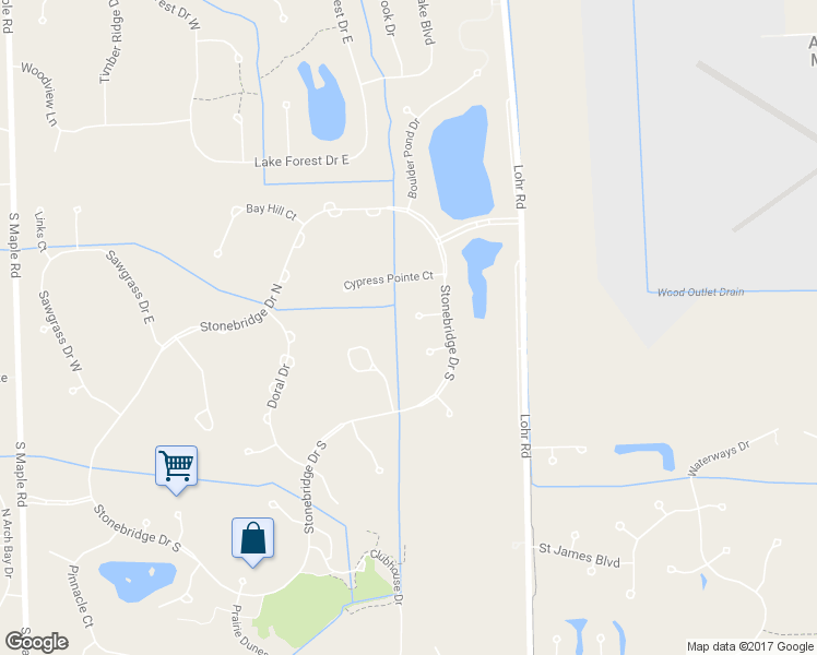 map of restaurants, bars, coffee shops, grocery stores, and more near 1704 Inverness Court in Ann Arbor