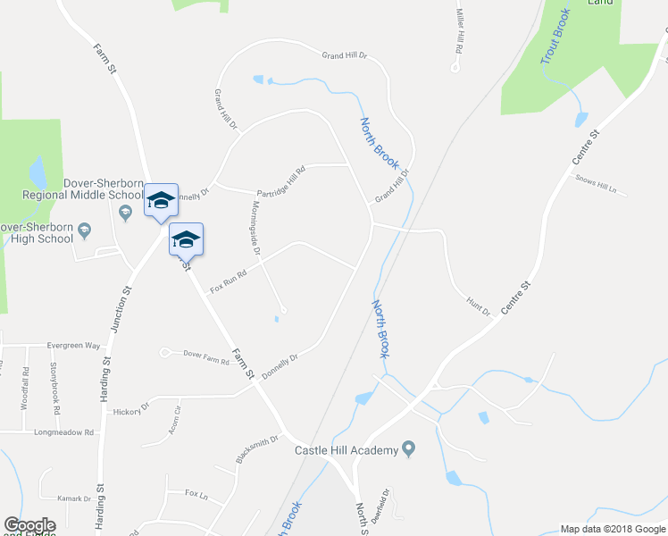 map of restaurants, bars, coffee shops, grocery stores, and more near 11 Fox Run Road in Dover