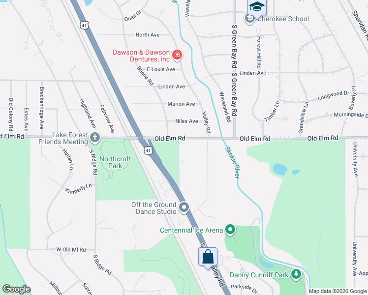 map of restaurants, bars, coffee shops, grocery stores, and more near 3561 Buena Road in Highland Park