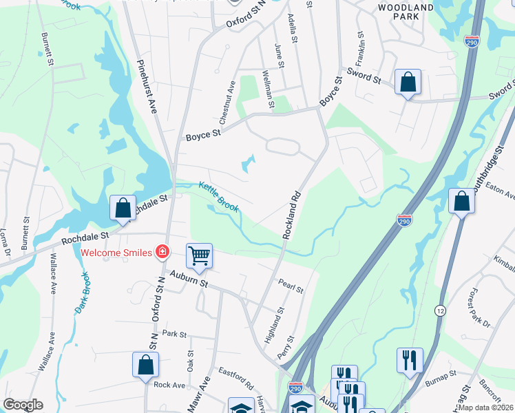 map of restaurants, bars, coffee shops, grocery stores, and more near 14 Rockland Road Court in Auburn