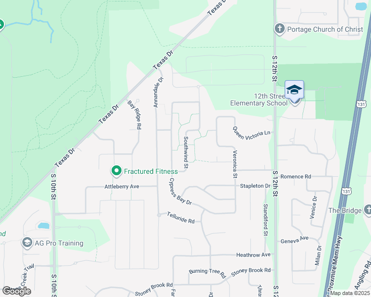 map of restaurants, bars, coffee shops, grocery stores, and more near 6861 Southwind Street in Kalamazoo