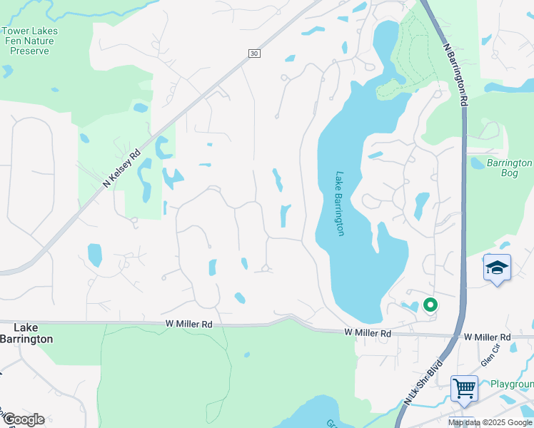 map of restaurants, bars, coffee shops, grocery stores, and more near 331 Oak Hill Road in Lake Barrington