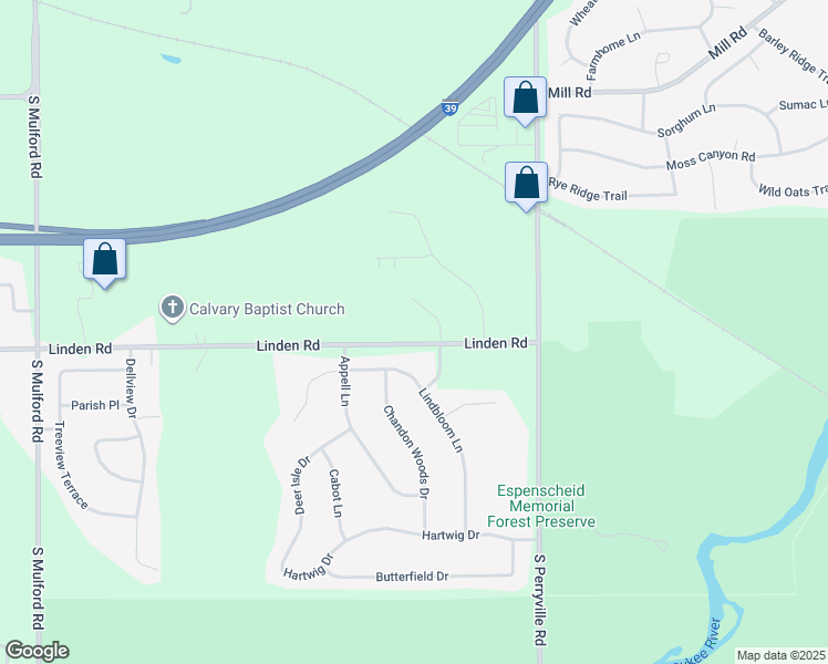 map of restaurants, bars, coffee shops, grocery stores, and more near 6738 Linden Rd in Rockford