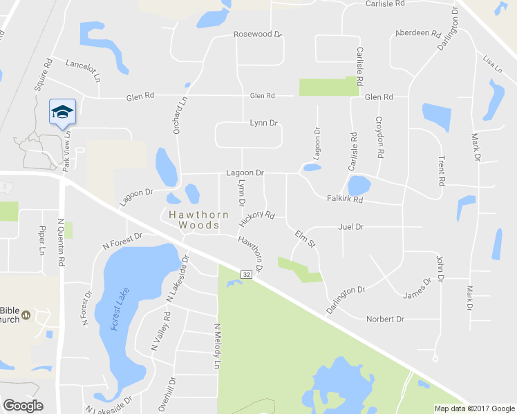 map of restaurants, bars, coffee shops, grocery stores, and more near 5 Hickory Road in Hawthorn Woods