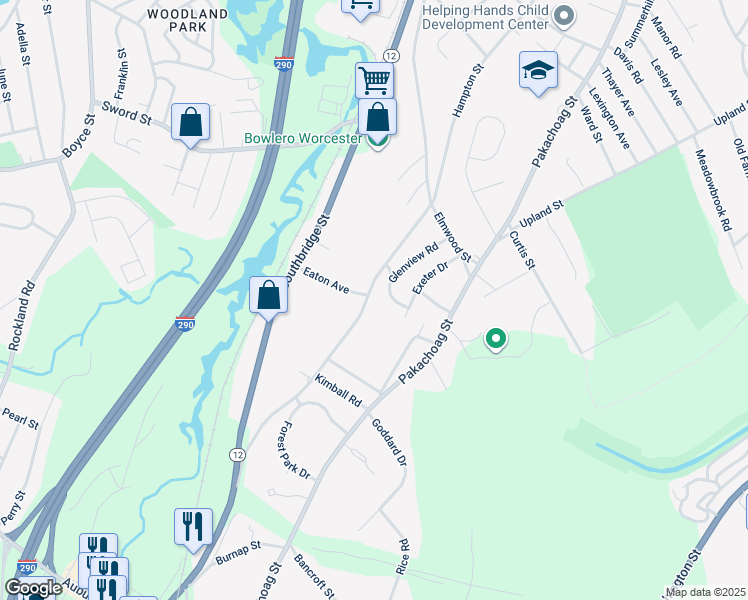 map of restaurants, bars, coffee shops, grocery stores, and more near 221 Hampton Street in Auburn
