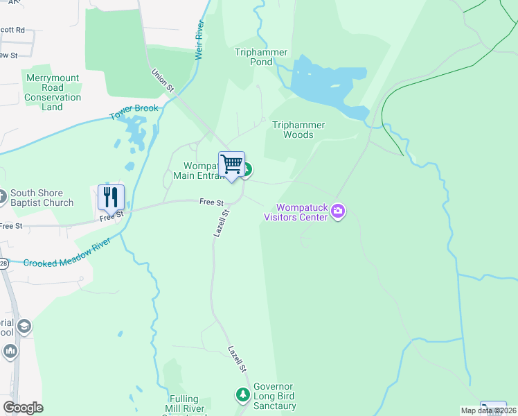 map of restaurants, bars, coffee shops, grocery stores, and more near 187 Union Street in Hingham