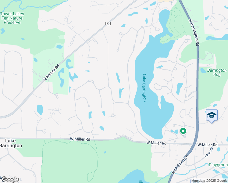 map of restaurants, bars, coffee shops, grocery stores, and more near 331 Oak Hill Road in Lake Barrington