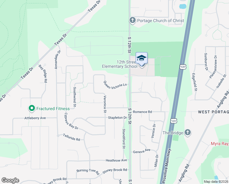 map of restaurants, bars, coffee shops, grocery stores, and more near 5115 Queen Victoria Lane in Kalamazoo