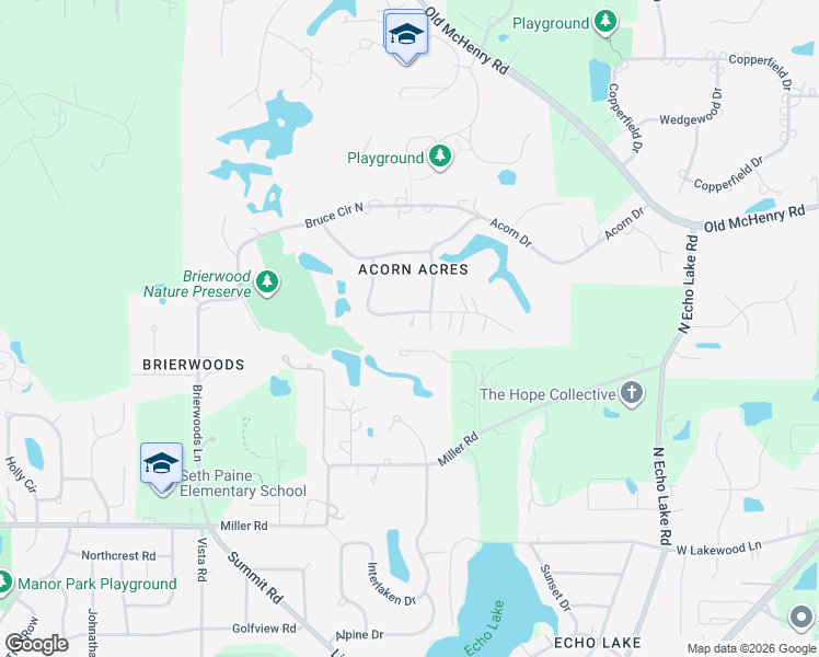 map of restaurants, bars, coffee shops, grocery stores, and more near 12 Robin Crest Road in Hawthorn Woods