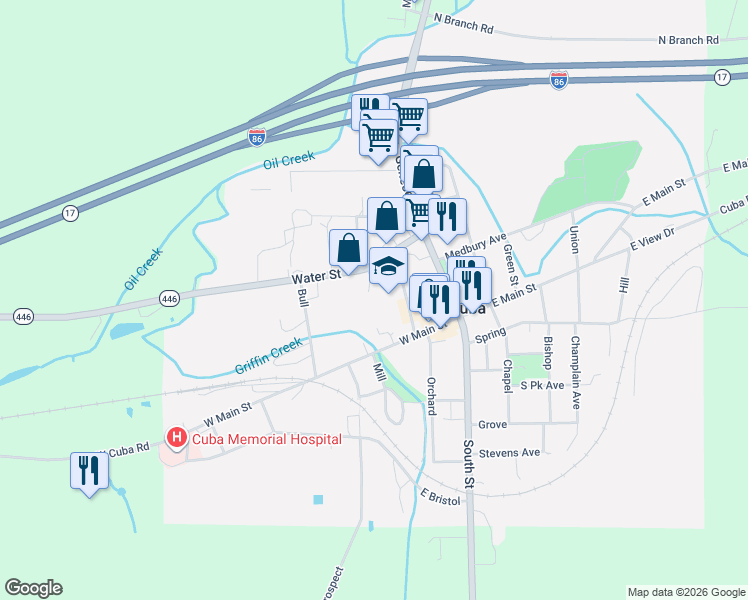 map of restaurants, bars, coffee shops, grocery stores, and more near 15 Elm in Cuba