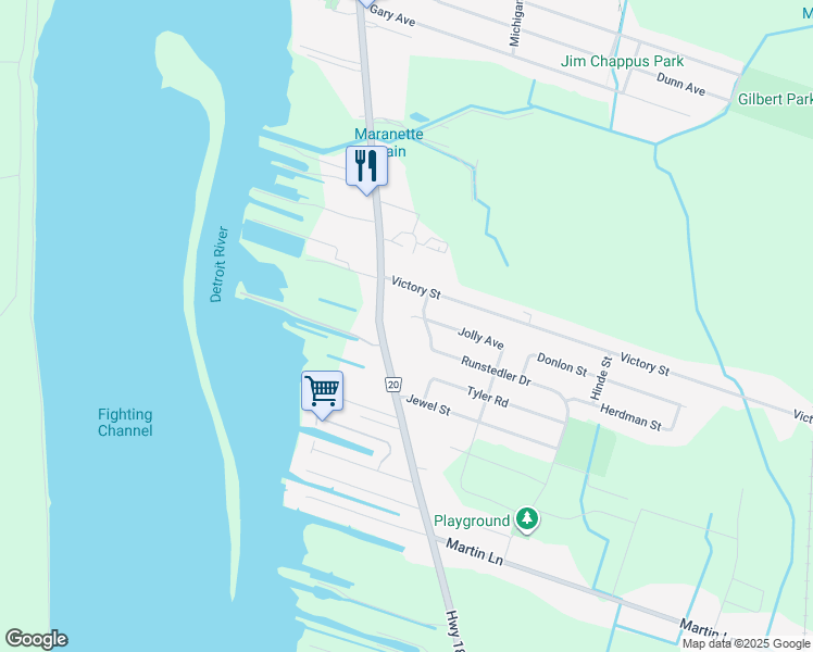 map of restaurants, bars, coffee shops, grocery stores, and more near 130 Jolly Avenue in Windsor