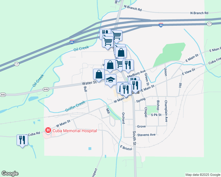 map of restaurants, bars, coffee shops, grocery stores, and more near 15 Elm in Cuba