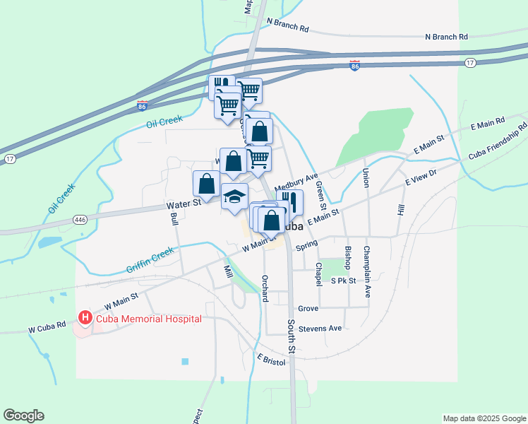 map of restaurants, bars, coffee shops, grocery stores, and more near 8 Elm in Cuba