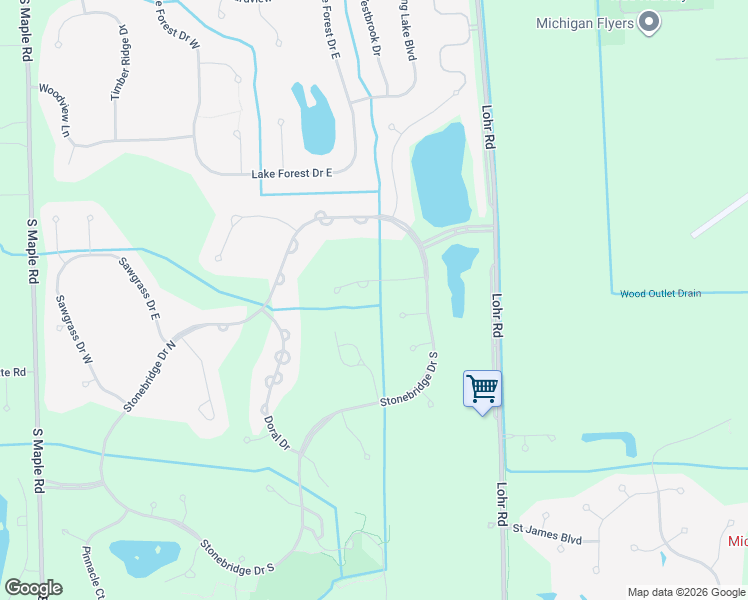 map of restaurants, bars, coffee shops, grocery stores, and more near 1704 Inverness Court in Ann Arbor