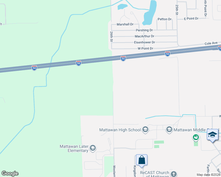 map of restaurants, bars, coffee shops, grocery stores, and more near 55248 Western Street in Mattawan