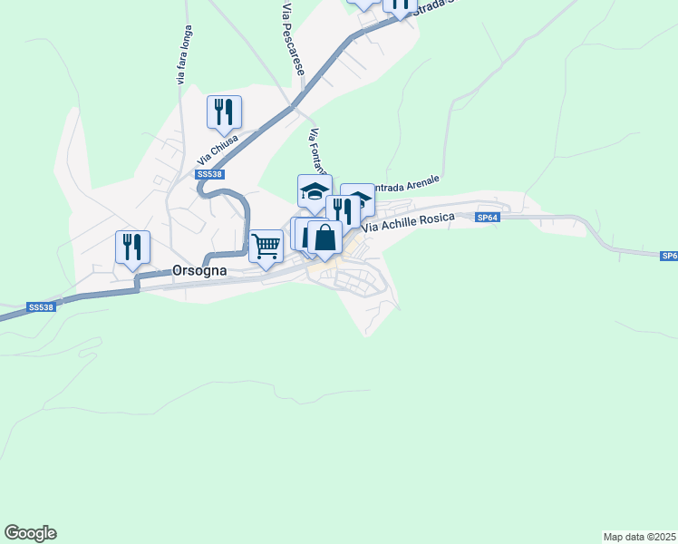 map of restaurants, bars, coffee shops, grocery stores, and more near 5 Via Salvatore Rizzacasa in Orsogna