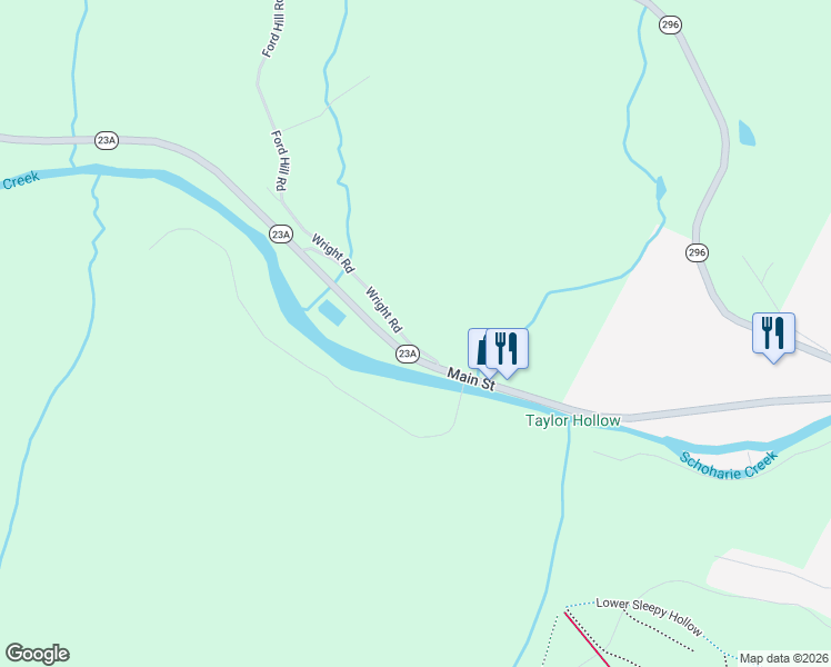 map of restaurants, bars, coffee shops, grocery stores, and more near 8496 State Highway 23A in Hunter