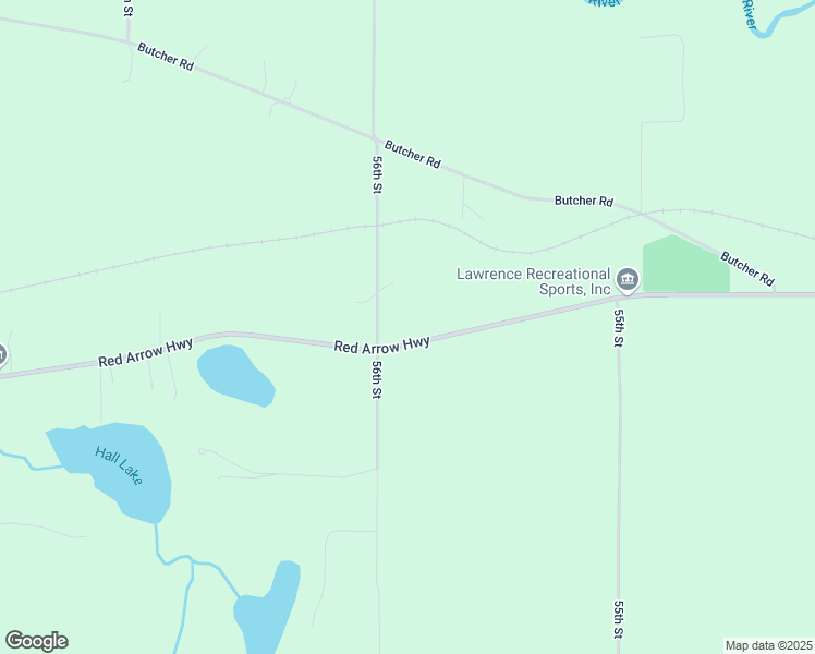 map of restaurants, bars, coffee shops, grocery stores, and more near 54821 56th Street in Lawrence
