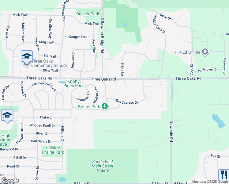 map of restaurants, bars, coffee shops, grocery stores, and more near 900 Prairie Hill Court in Cary