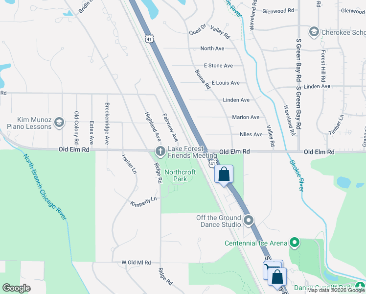 map of restaurants, bars, coffee shops, grocery stores, and more near 1155 Fairview Avenue in Lake Forest