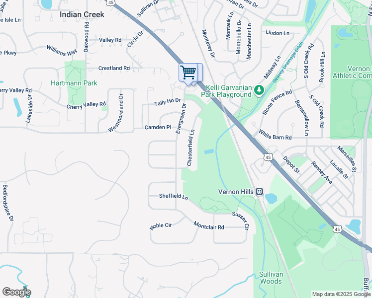 map of restaurants, bars, coffee shops, grocery stores, and more near 436 Chesterfield Lane in Vernon Hills
