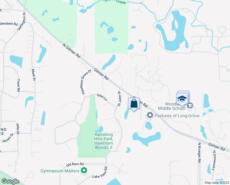 map of restaurants, bars, coffee shops, grocery stores, and more near 33 Saint John Drive in Hawthorn Woods