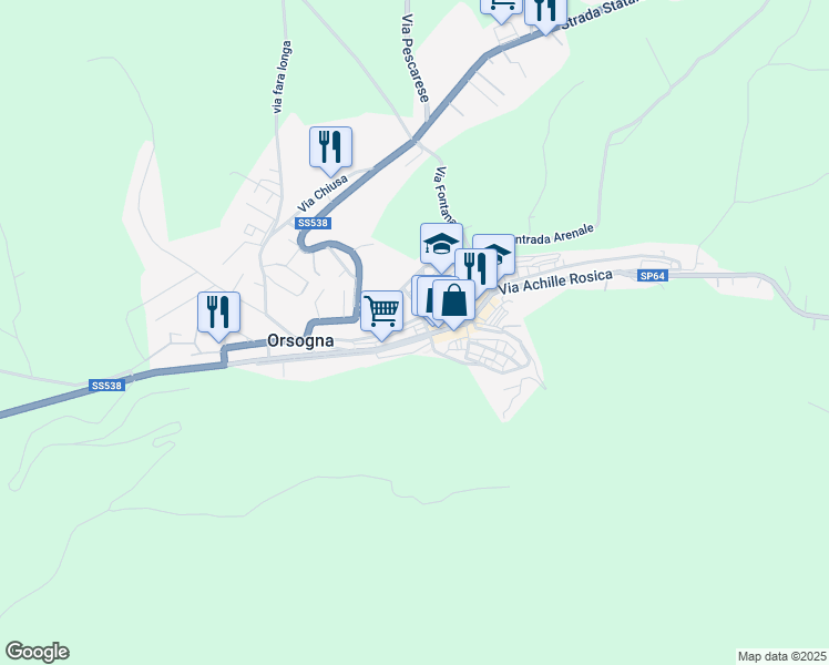 map of restaurants, bars, coffee shops, grocery stores, and more near 25 Via Collemese Vico 2° in Orsogna